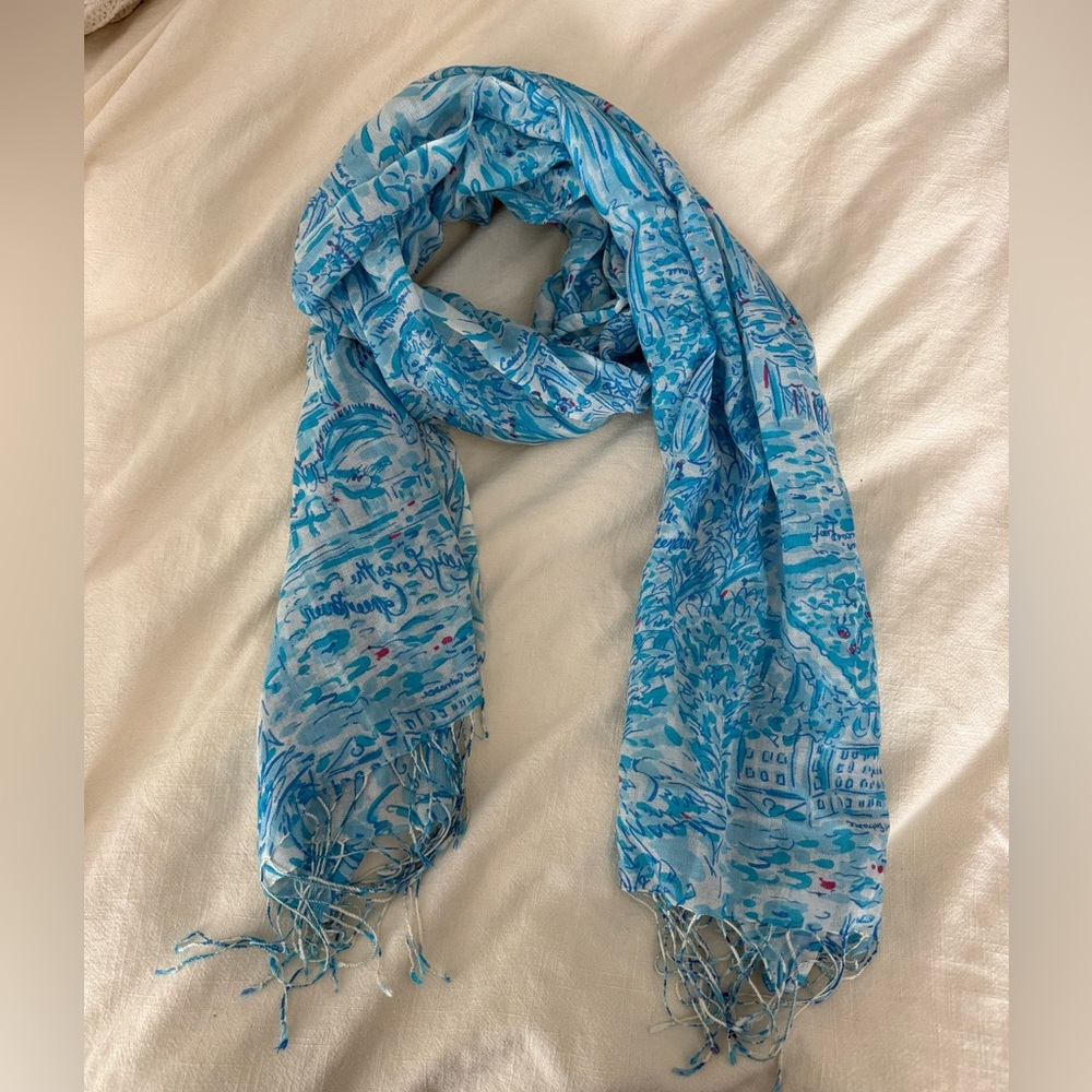 Lilly Pulitzer Turquoise “Lilly Loves the Greenbrier” Scarf